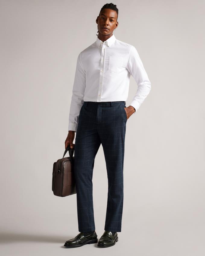 Pantalon Ted Baker Camburn Fit Check Bleu Marine Homme | AUE-55408239